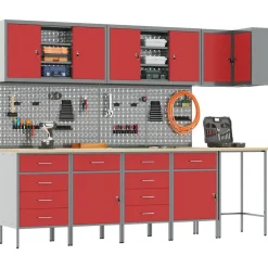 Werkkast set met lade met plank met slot 12 pcs en Grijs><noscript><img width=
