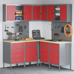 Werkkast set met lade met plank met opslag 12 pcs en Grijs>vidaXL Hot