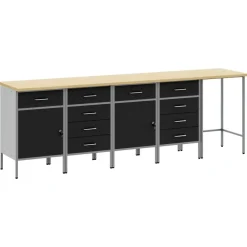 Werkkast set met lade met opslag met slot 5 pcs en Grijs>vidaXL Online