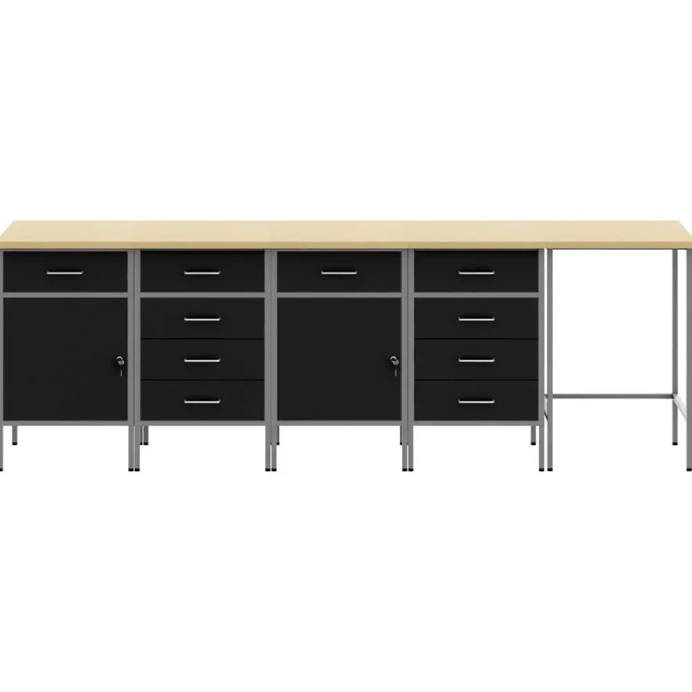 Werkkast set met lade met opslag met slot 5 pcs en Grijs>vidaXL Online