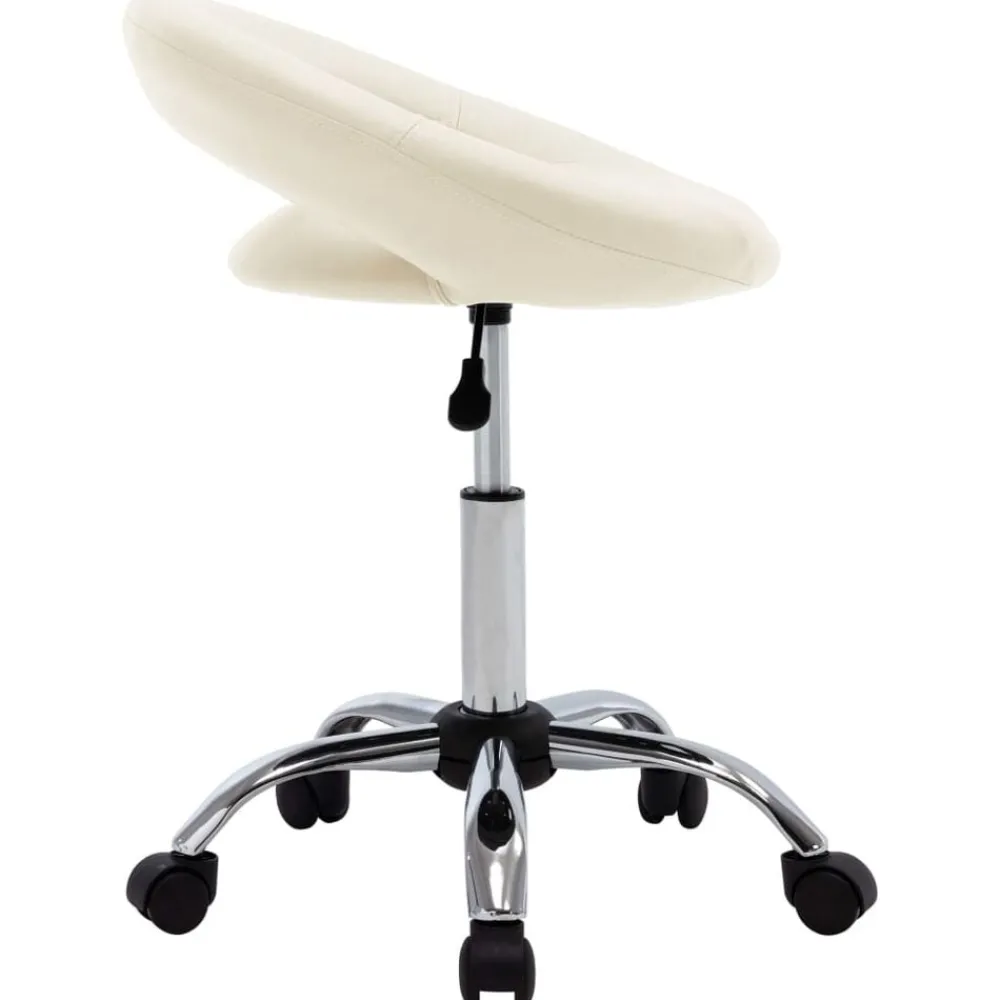 Werkstoel rollend kunstleer crèmekleurig>vidaXL New