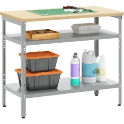 Werktafel met plank Grijs 100 x 55 x 85 cm Gepoedercoat staal><noscript><img width=