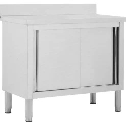 Werktafel met schuifdeuren 100x50x(95-97) cm roestvrij staal>vidaXL Sale