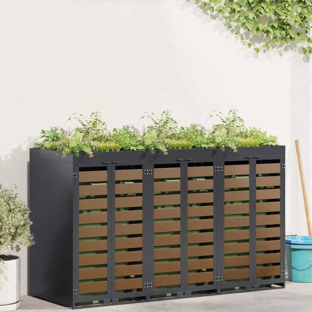 Wieltjesbakopslag voor 3 bakken Antraciet 340 x 77.5 x 115.5 cm>vidaXL Clearance