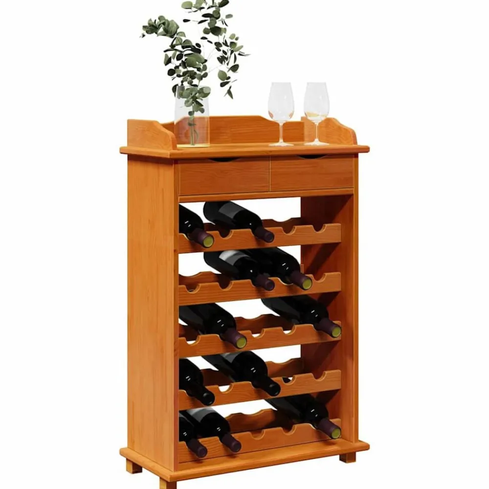 Kasten & Opbergmeubelen*vidaXL Wijnrek Bruin 58 x 28 x 90 cm Massief grenenhout acacia