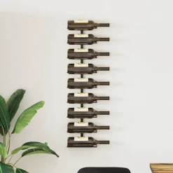 Kasten & Opbergmeubelen*vidaXL Wijnrek voor 9 flessen wandmontage ijzer Zwart