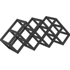 Kasten & Opbergmeubelen*vidaXL Wijnrek Zwart Eiken 63 x 16,5 x 25 cm Gepoedercoat staal