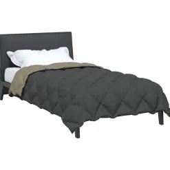 Linnengoed*vidaXL Winter Dekbed 135 x 200 cm Microfiber Lichtgrijs en antraciet