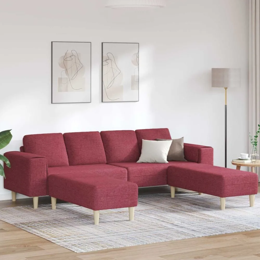 Banken*vidaXL Woonkamer Bank 3 pcs 250 x 188 x 76 cm Polyester Wijnrood
