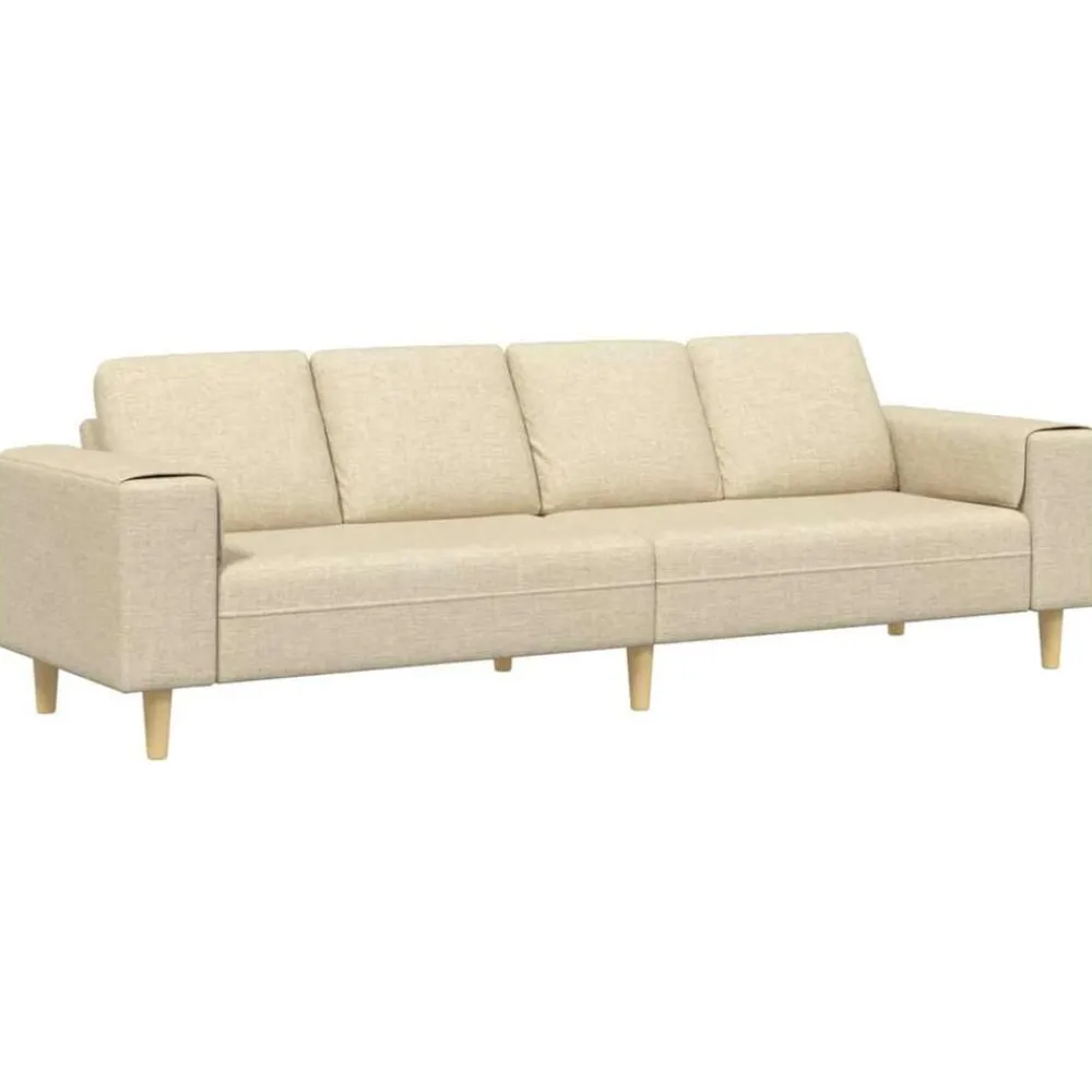 Woonkamer Bank Crème 250 x 77 x 76 cm Polyester>vidaXL Discount