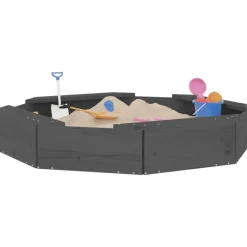 Zandbak met bankjes achthoekig massief grenenhout grijs><noscript><img width=