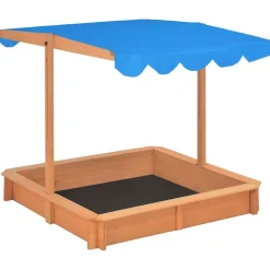 Buitenspeelgoed*vidaXL Zandbak met verstelbaar dak 115x115x115 cm vurenhout Blauw
