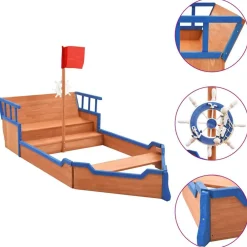 Buitenspeelgoed*vidaXL Zandbak piratenschip 190x94,5x101 cm vurenhout