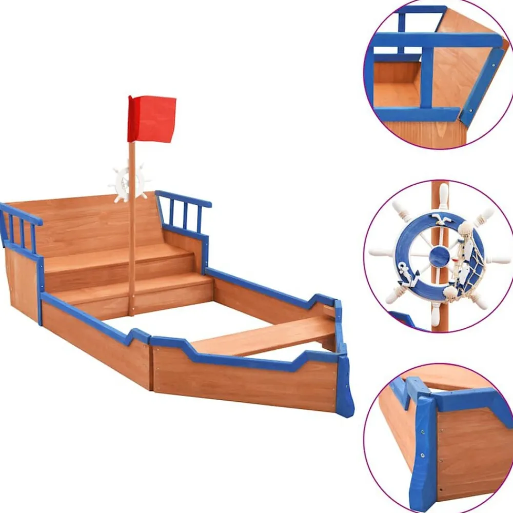Buitenspeelgoed*vidaXL Zandbak piratenschip 190x94,5x101 cm vurenhout