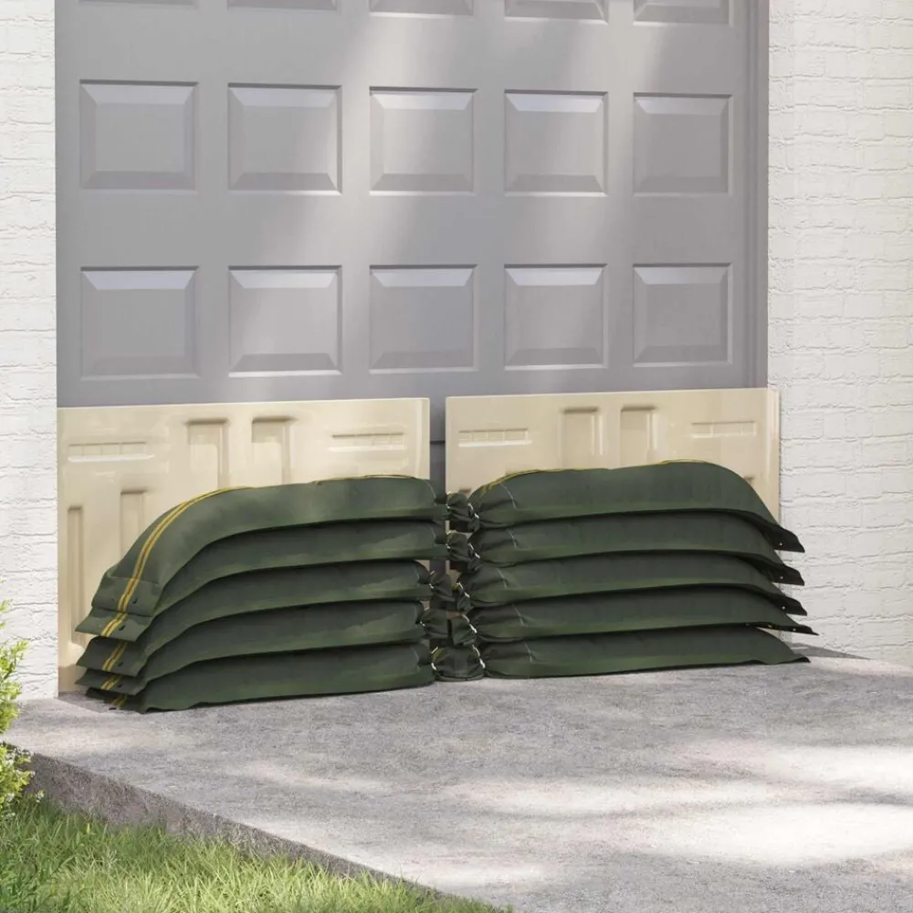 Zandzakken 10 pcs Donkergroen 100 x 25 cm HDPE>vidaXL