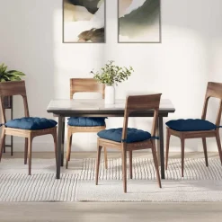 Woon- & Tuinaccessoires*vidaXL Zitkussens 4 pcs 40 x 40 x 6 cm Stof Blauw
