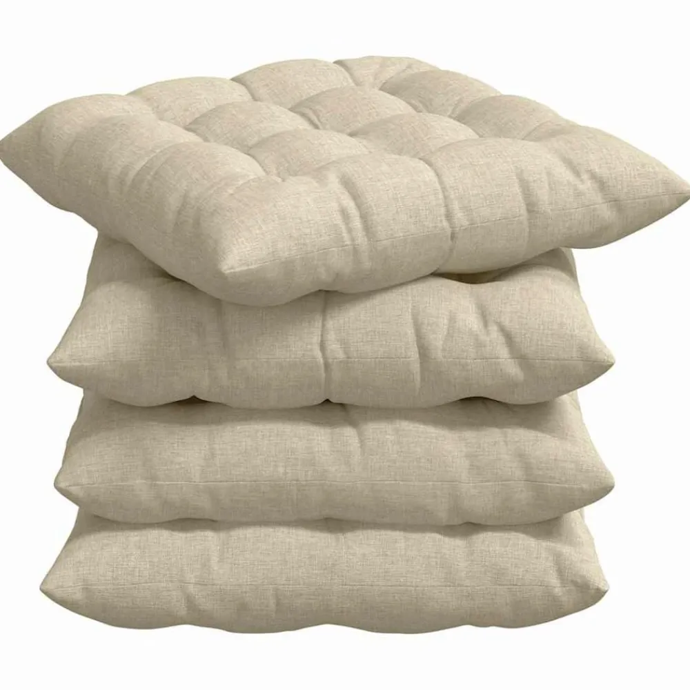 Zitkussens 4 pcs Crème 40 x 40 x 6 cm Stof>vidaXL Hot