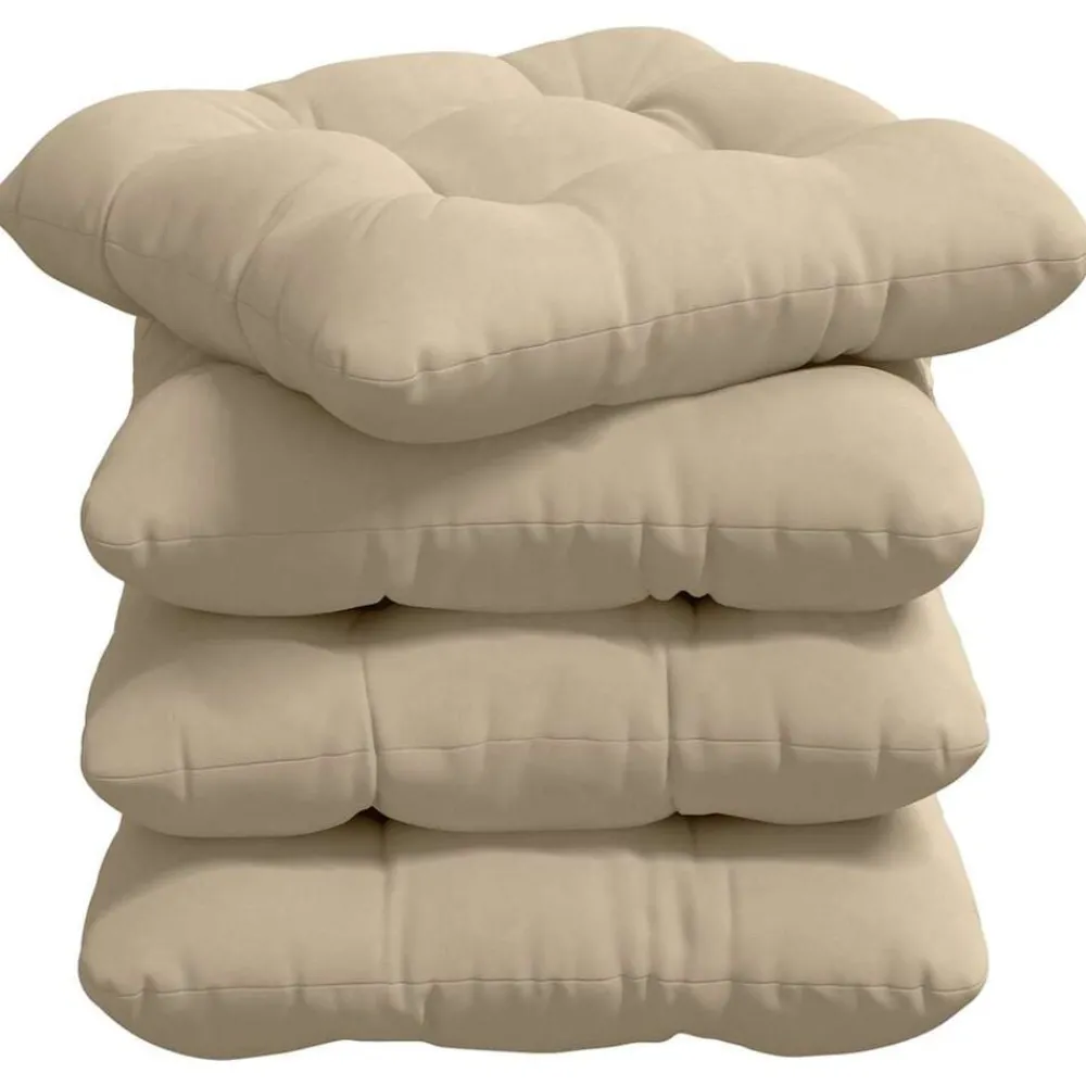 Woon- & Tuinaccessoires*vidaXL Zitkussens 4 pcs Crème 40 x 40 cm Microvezel Stof Crème