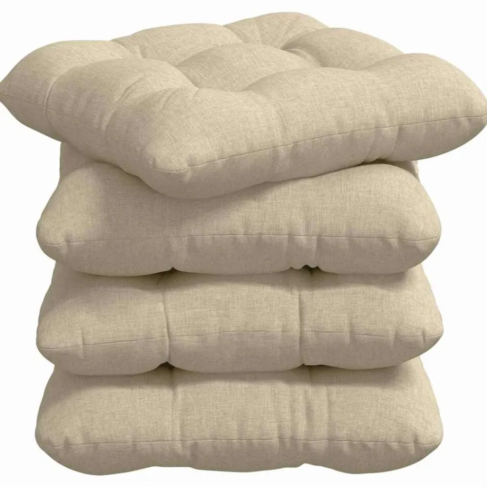 Woon- & Tuinaccessoires*vidaXL Zitkussens 4 pcs Crème 40 x 40 x 12 cm Stof Crème