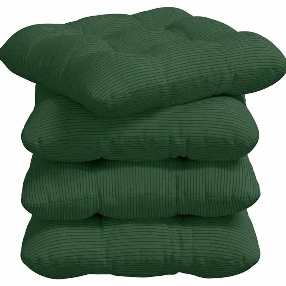 Woon- & Tuinaccessoires*vidaXL Zitkussens 4 pcs 40 x 40 cm Katoen Stof Donkergroen