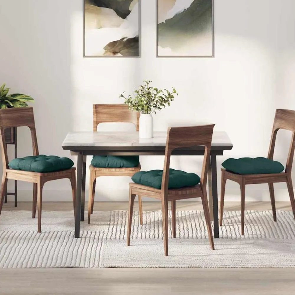 Woon- & Tuinaccessoires*vidaXL Zitkussens 4 pcs 40 x 40 x 12 cm Stof Donkergroen
