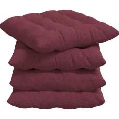 Woon- & Tuinaccessoires*vidaXL Zitkussens 4 pcs 40 x 40 x 6 cm Stof Wijnrood