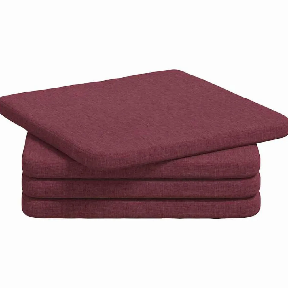 Woon- & Tuinaccessoires*vidaXL Zitkussens 4 pcs 40 x 40 x 3 cm Stof Wijnrood