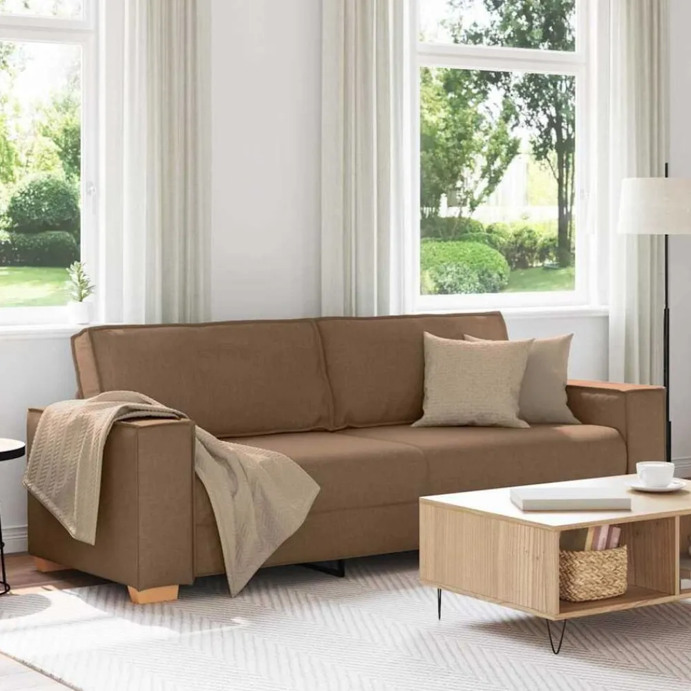 Banken*vidaXL 3-zitsbank 180 cm Stof Bruin