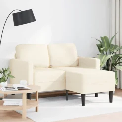 2-zitsbank met ligstoel L-vormig crèmekleurig 125 cm linnen><noscript><img width=