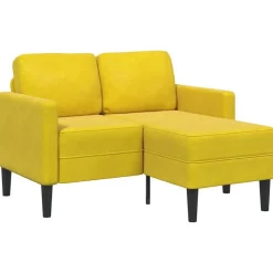 Banken*vidaXL 2-zitsbank met ligstoel L-vormig 125 cm fluweel Geel