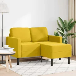 Banken*vidaXL 2-zitsbank met ligstoel L-vormig 125 cm fluweel Geel
