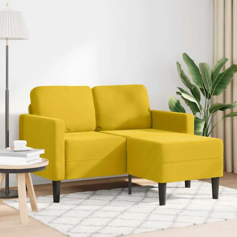 Banken*vidaXL 2-zitsbank met ligstoel L-vormig 125 cm fluweel Geel