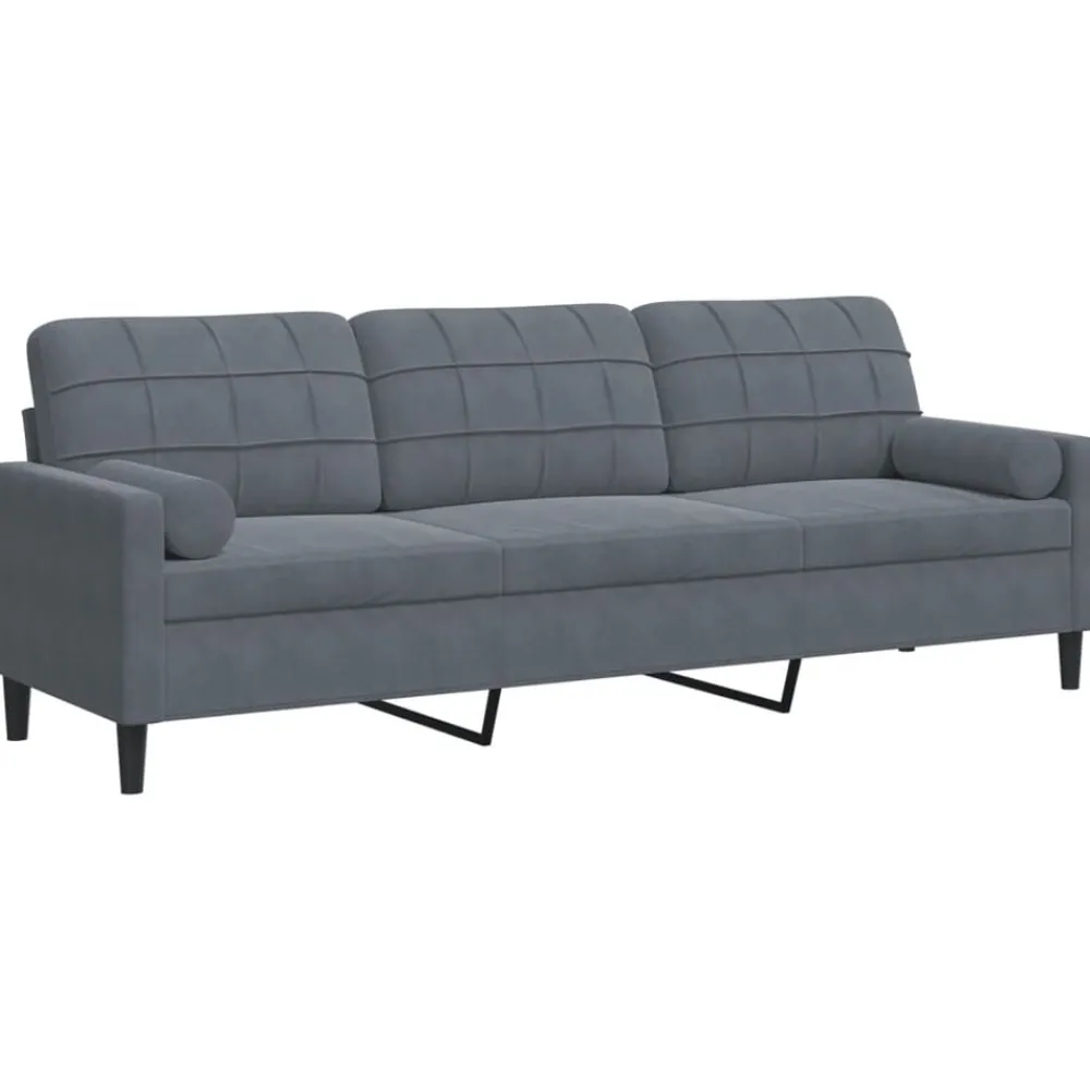 Banken*vidaXL 3-zitsbank met sierkussens 210 cm fluweel Donkergrijs