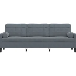 Banken*vidaXL 3-zitsbank met sierkussens 210 cm fluweel Donkergrijs