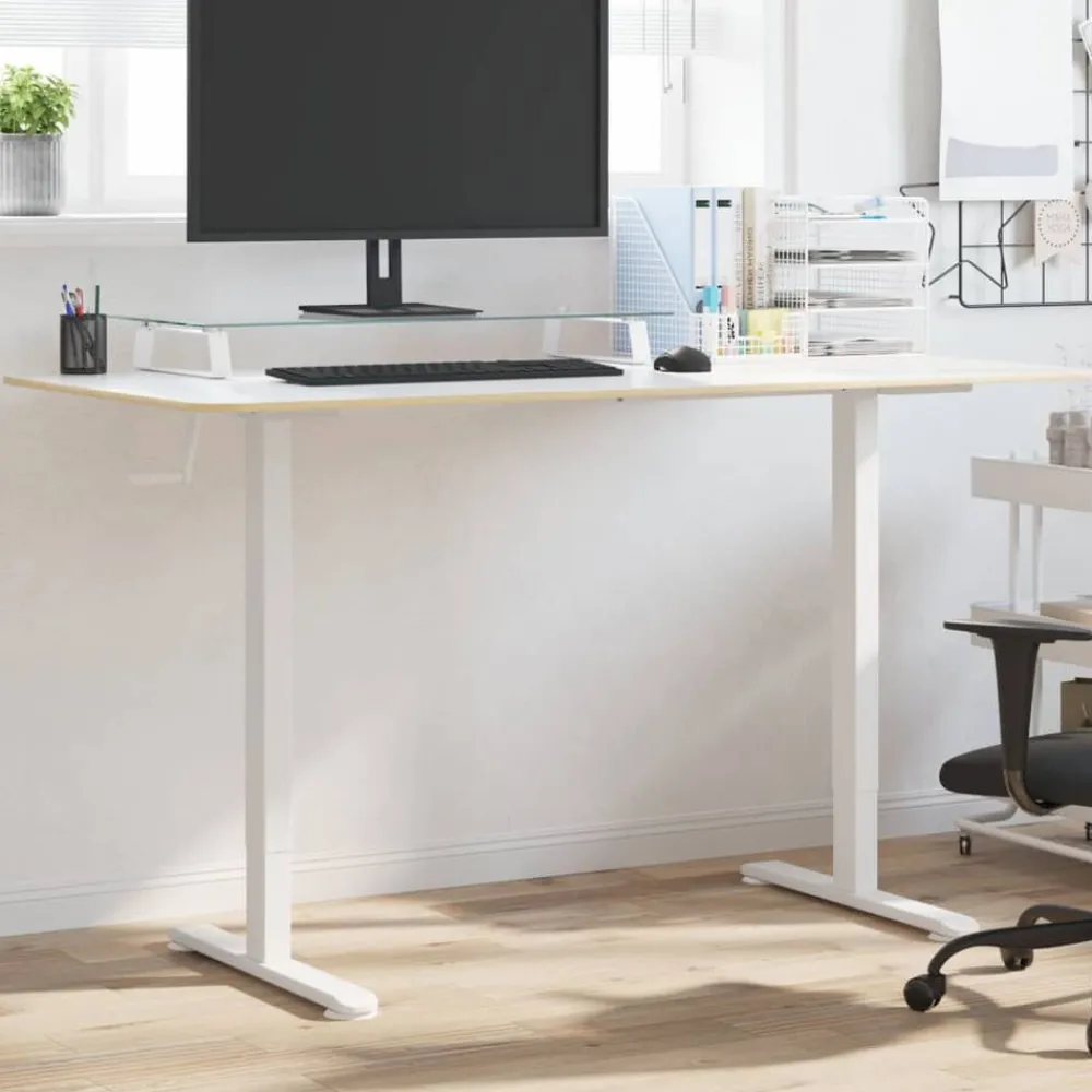 Kantoormeubelen*vidaXL Zit-sta bureauframe (94-135)x60x(70-114) cm staal Wit