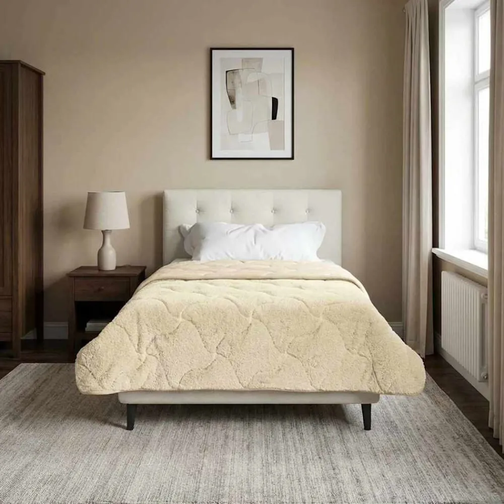 Linnengoed*vidaXL Zomer Dekbed Crème 135 x 200 cm Microfiber en Teddy fleece Crème