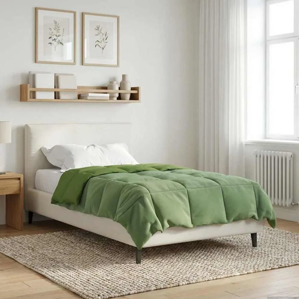 Linnengoed*vidaXL Zomer Dekbed Gekwilt 135 x 200 cm Microfiber Groen