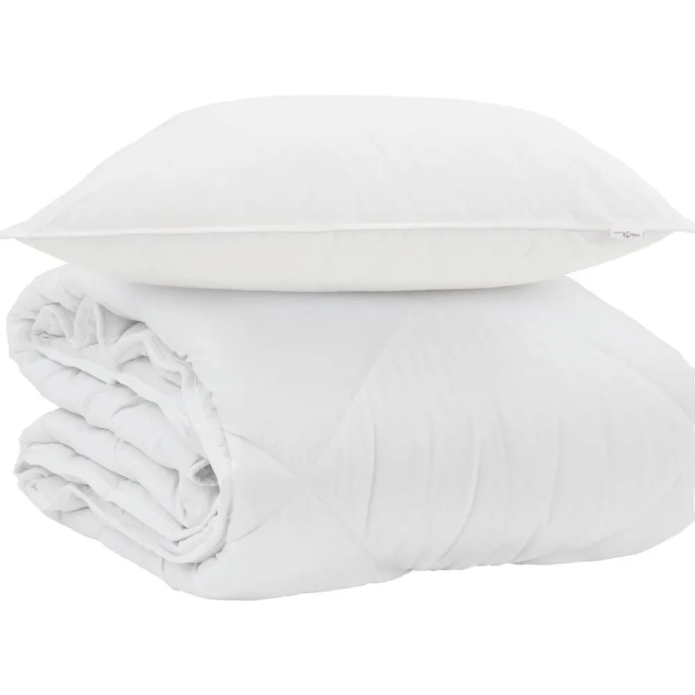 Linnengoed*vidaXL Zomer Dekbed met kussen 2 pcs Wit Microvezel