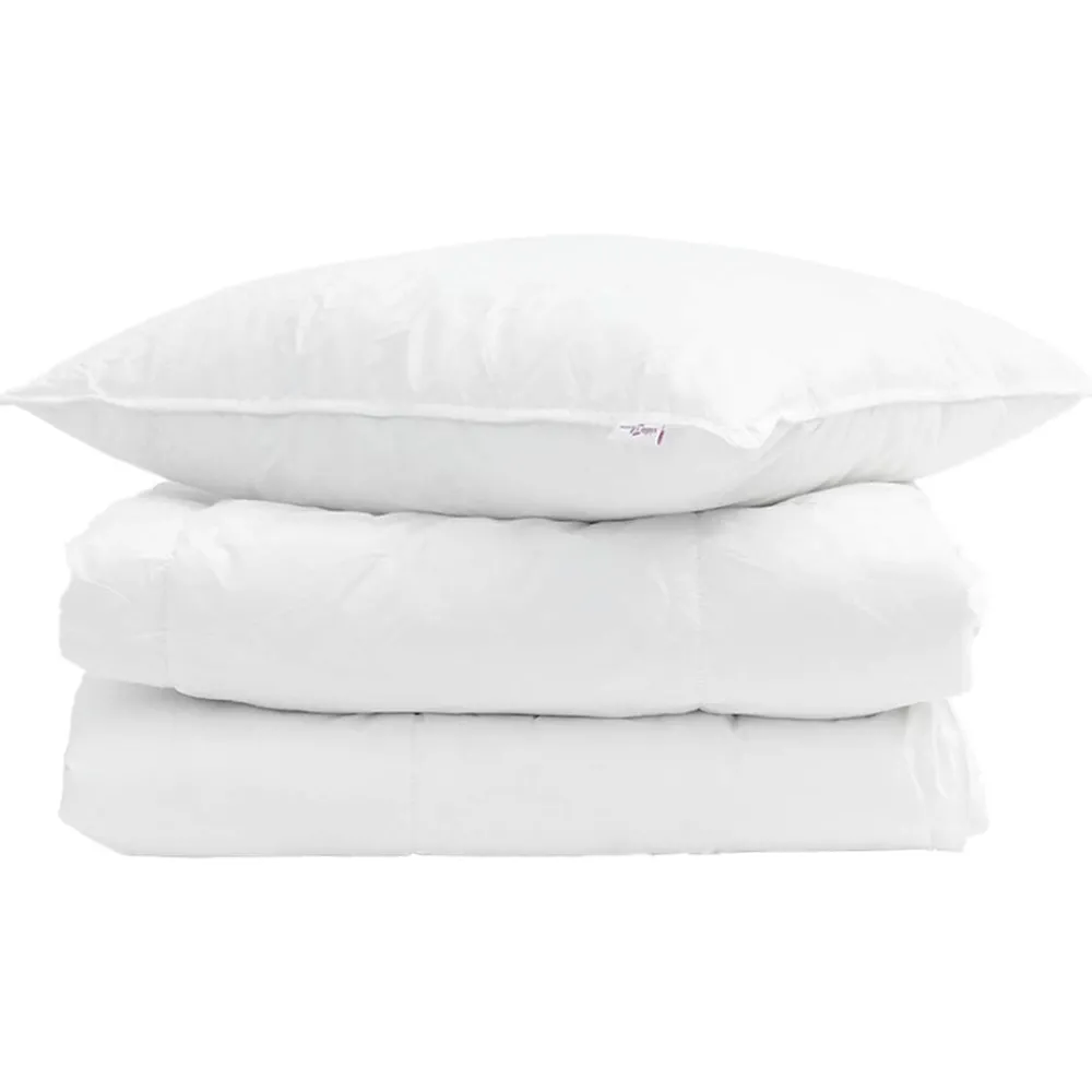 Linnengoed*vidaXL Zomer Dekbed met kussen 2 pcs Wit Donsveertjes