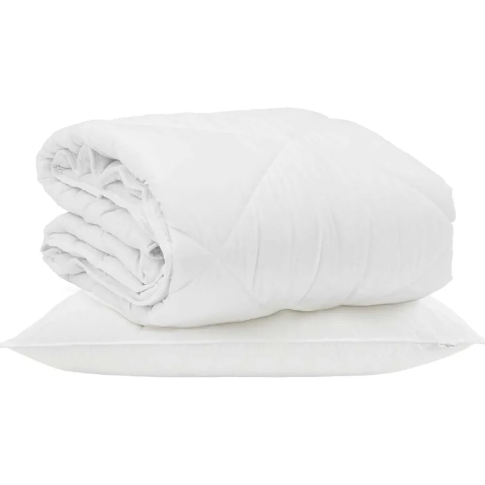 Linnengoed*vidaXL Zomer Dekbed met kussen 2 pcs Wit Microvezel
