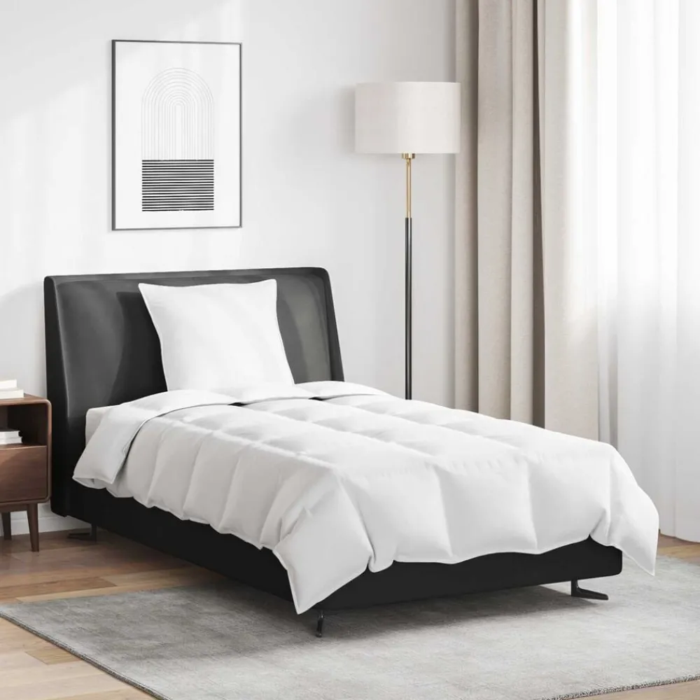 Linnengoed*vidaXL Zomer Dekbed met kussen 2 pcs Wit Donsveertjes