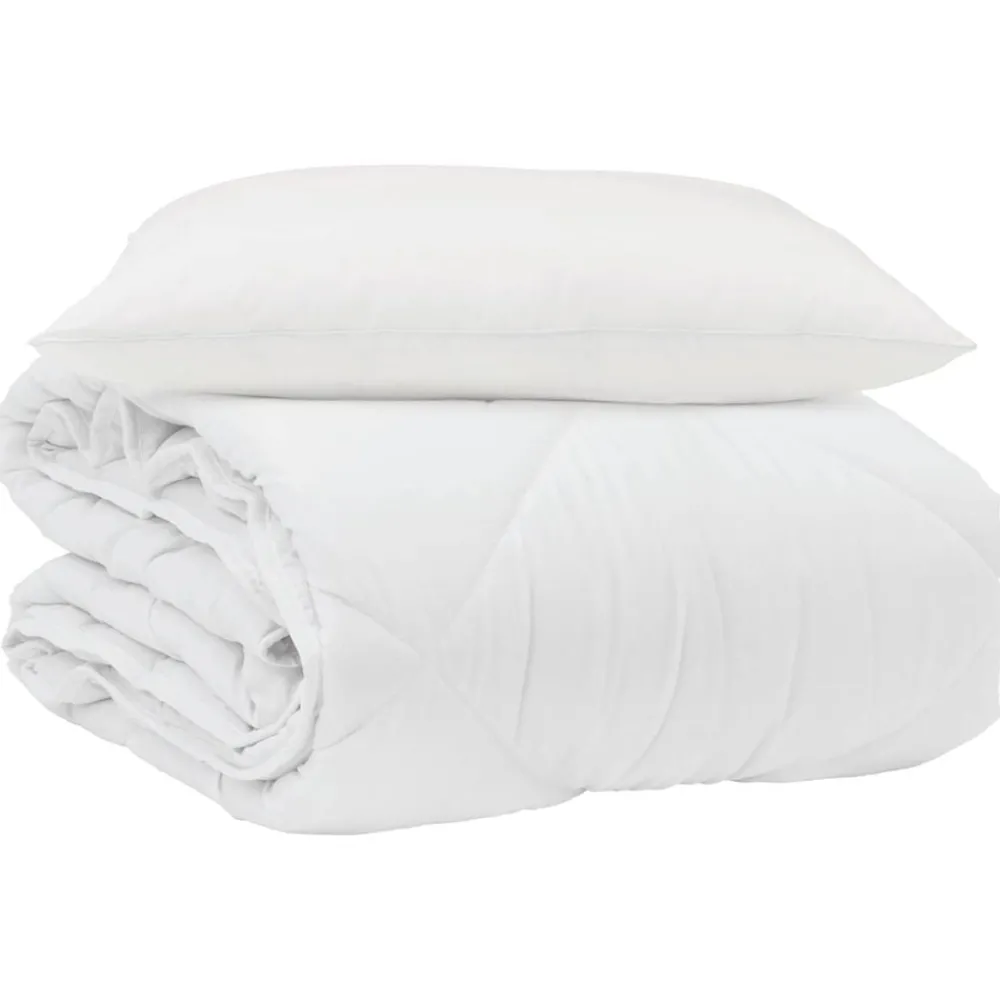 Linnengoed*vidaXL Zomer Dekbed met kussen 2 pcs Wit Microvezel