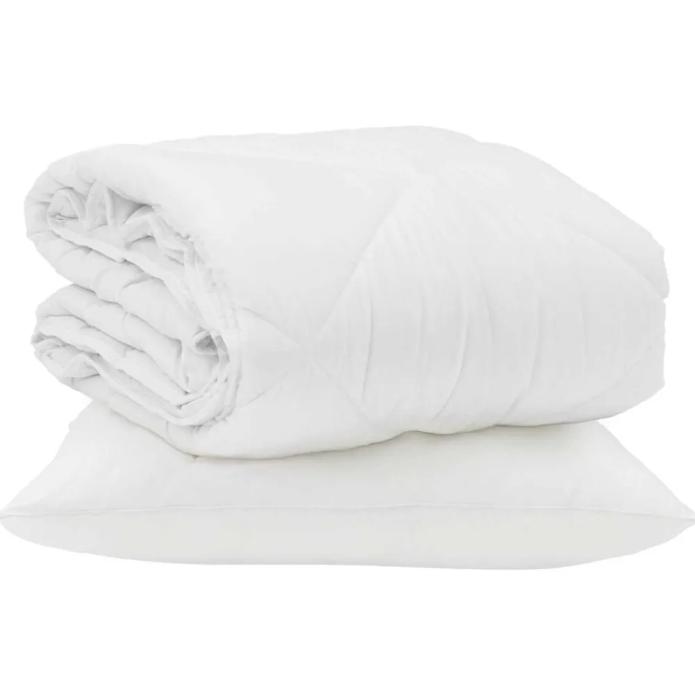 Linnengoed*vidaXL Zomer Dekbed met kussen 2 pcs Wit Microvezel