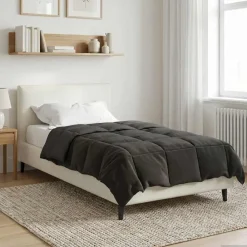 Linnengoed*vidaXL Zomerdekbed Doorgestikt 135 x 200 cm Microvezel Antraciet