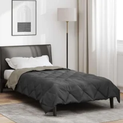 Linnengoed*vidaXL Zomerdekbed 200 x 135 cm Microfiber Lichtgrijs en antraciet