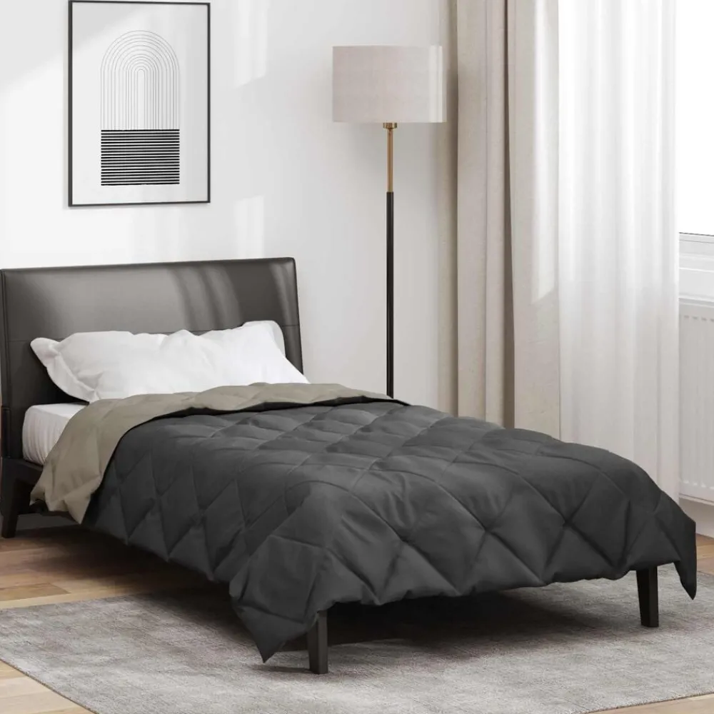 Linnengoed*vidaXL Zomerdekbed 200 x 135 cm Microfiber Lichtgrijs en antraciet
