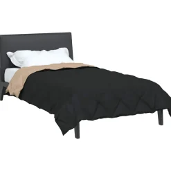 Linnengoed*vidaXL Zomerdekbed 200 x 135 cm Microfiber Zwart en taupe