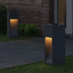 Verlichting*vidaXL Zonne LED Padverlichting 2 pcs Koudgewalst staal Antraciet