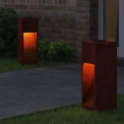 Verlichting*vidaXL Zonne LED Padverlichting 2 pcs Brons Cortenstaal