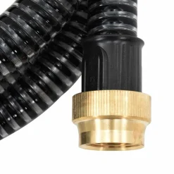 Tuin & Gazon*vidaXL Zuigslang met messing koppelingen 1,1'' 3 m PVC Zwart